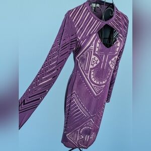 Elegant Purple Geometric Dress Bold Elements Size M NWT